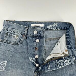 PacSun Jeans Womens 24 Blue Butterfly Print Ultra High Rise Slim Fit Button Fly